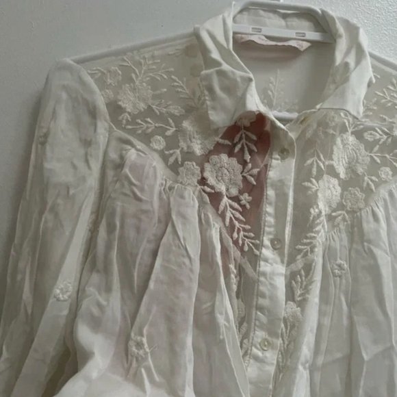 Zara Western Lace Button Up Shirt S - Picture 3 of 5